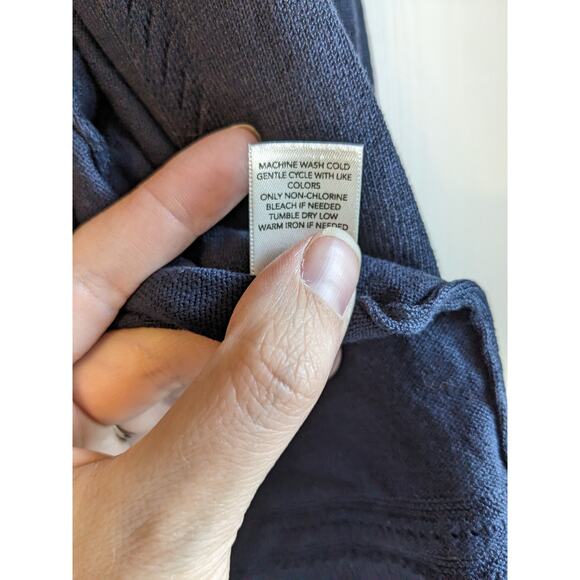 Cj Banks Women's Navy Long Sleeve Open Front Cowl Neck Cardigan Sweater Size 1X - Picture 5 of 5